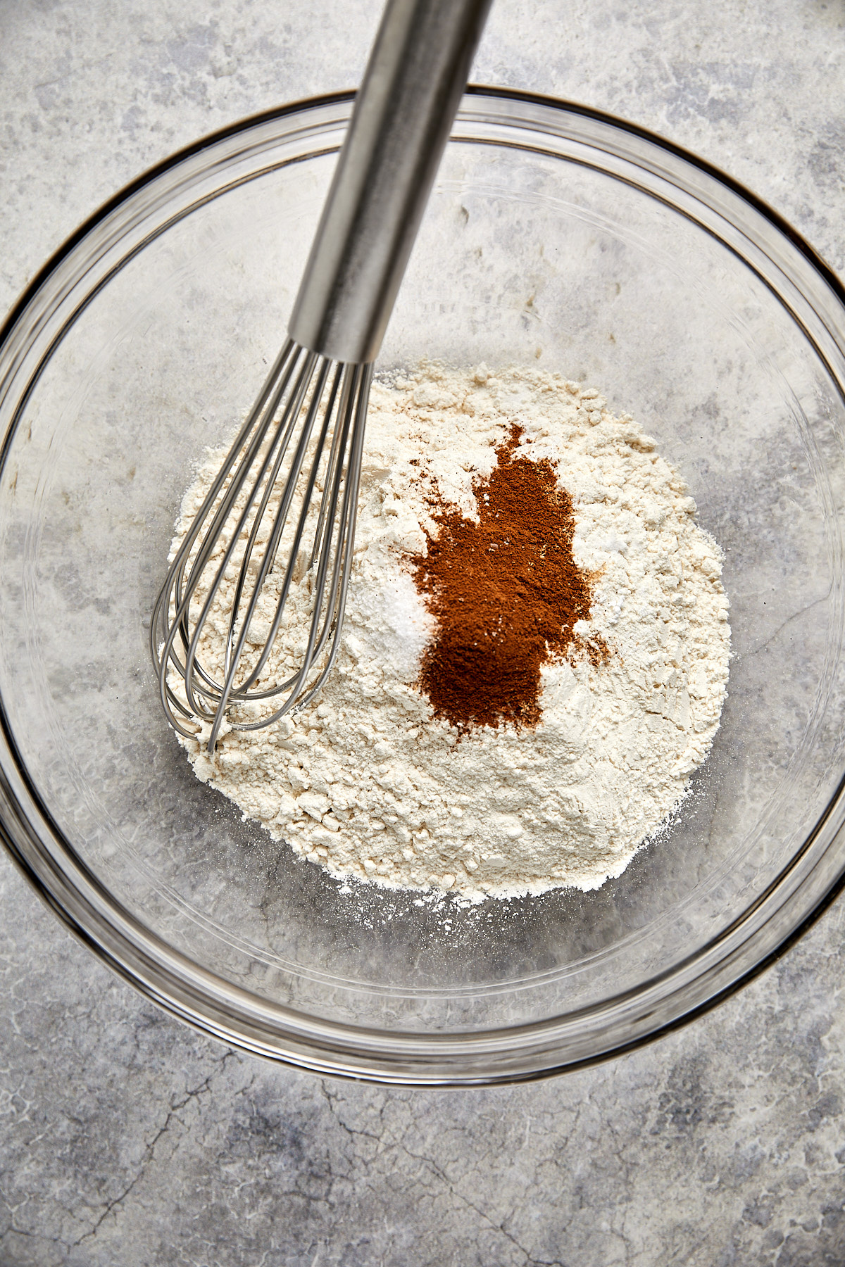 dry ingredients in a clear bowl 