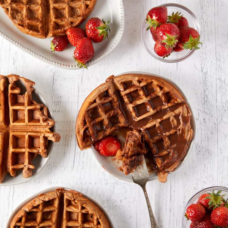 Nutella Waffles with Nutella Maple Syrup