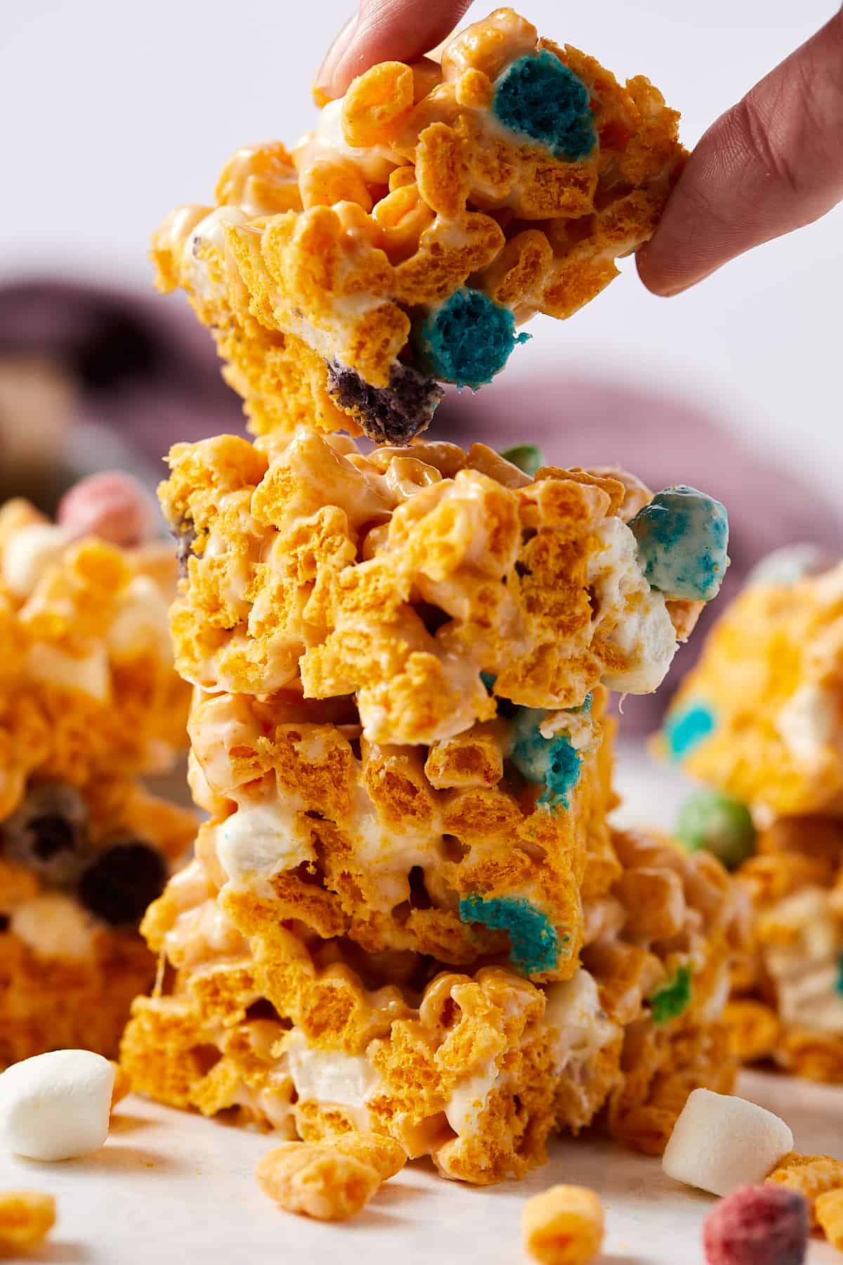 Stack of Captain Crunch Marshmallow treats.