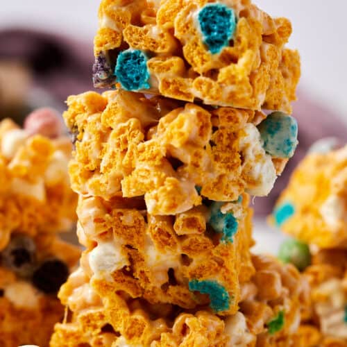 stack of captain crunch cereal treats.