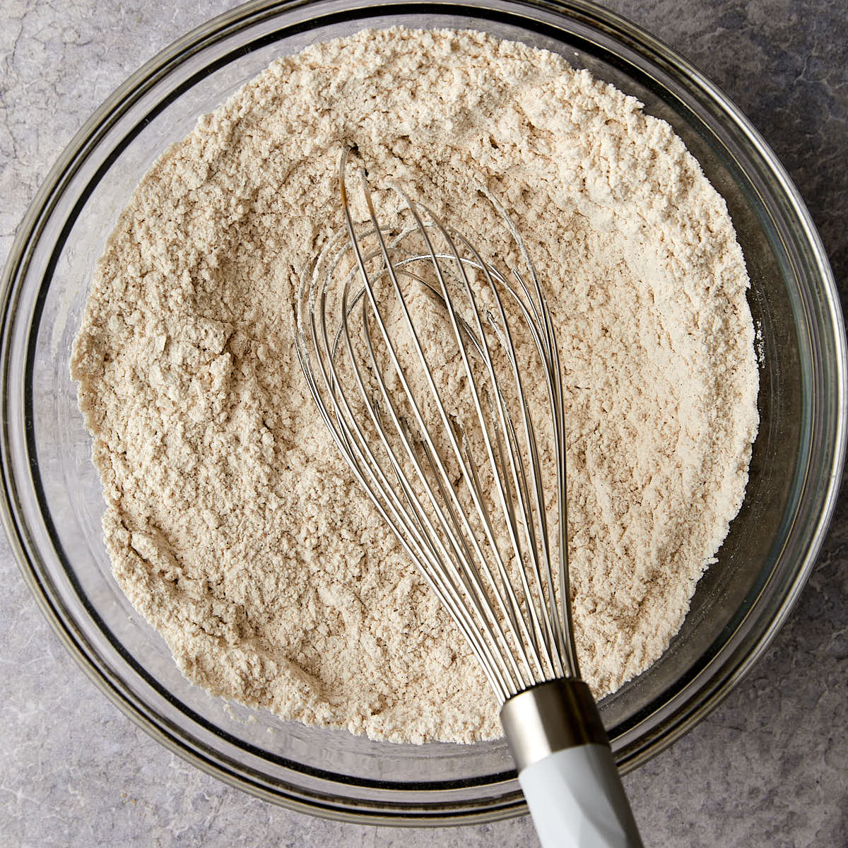 Whisking dry ingredients for apple cider whoopie pies.
